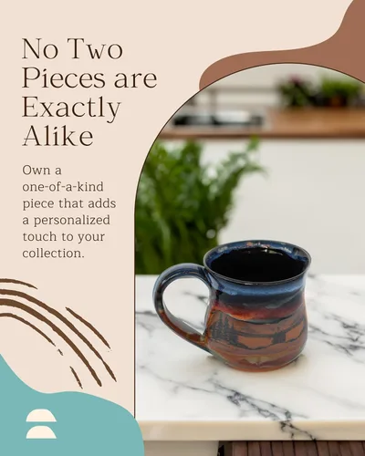Miniatura 2 de Taza de café de cerámica hecha a mano – Always Azul Mountain Scene taza de café de 14 oz – Taza apta para horno, lavavajillas y microondas