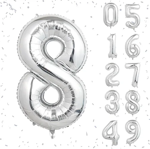 Miniatura 47 de Globos de números azul claro de 40 pulgadas, globos de aluminio de Mylar con helio para cumpleaños, globo número 6 para decoración de fiestas