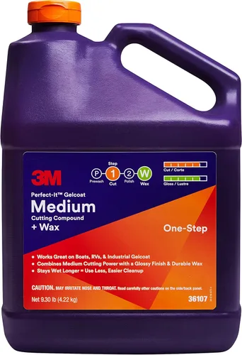 Miniatura 7 de 3M Perfect-It Gelcoat - Compuesto de corte medio + cera, 36106, 1 cuarto, proceso de un solo paso, P1500 y arañazos más finos, removedor
