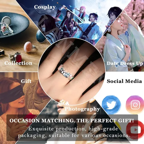 Miniatura 5 de LANMENSY Demon Slayer Anillos de anime Joyería original de plata de ley 925 "All24 estilos" nuevo Tamaño ajustable Kimetsu No Yaiba Cosplay Moda