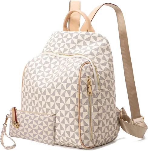 Miniatura 13 de Mochila Monedero para Mujer de Cuero Anti-robo Grande de Diseñador de Moda Mochila de Viaje Bolsa Mochila para Hombre Bolsas de Hombro, A-Marrón