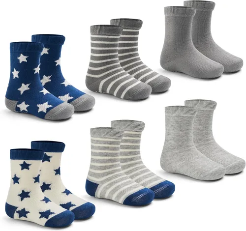 Miniatura 9 de Calcetines de algodón para bebés y niños pequeños, calcetines antideslizantes para niños, paquete de 6