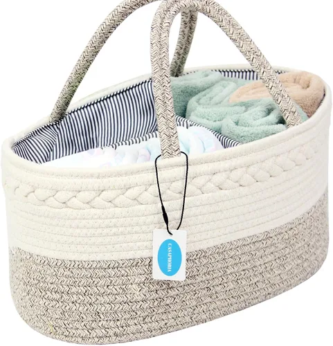 Miniatura 2 de Casaphoria Caddy Organization - Cesta de cuerda de algodón tejida para almacenamiento, cesta circular suave con asa, material de algodón