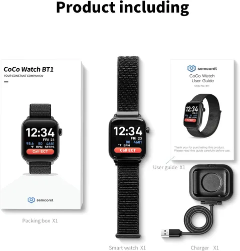 Miniatura 5 de COCO Reloj inteligente de monitoreo de salud cómodo con Bluetooth para personas mayores: frecuencia cardíaca, temperatura corporal, oxígeno