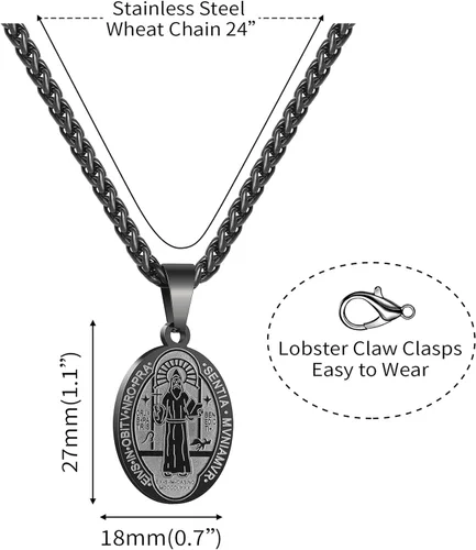 Miniatura 4 de RS Collar con medalla de San Miguel, Cristóbal, JudeBenedictoJoséAntonio, para hombres, 24 en regalos religiosos