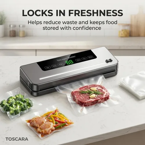 Miniatura 2 de Máquina selladora al vacío TOSCARA Máquina automática de sellado de alimentos con sello hermético fuerte, operación de un solo toque, diseño