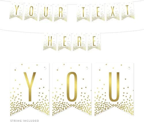 Miniatura 26 de Andaz Press Decoraciones divertidas de pancarta con diseño de confeti dorado metálico sobre blanco para fiestas de jubilación, la aventura comienza