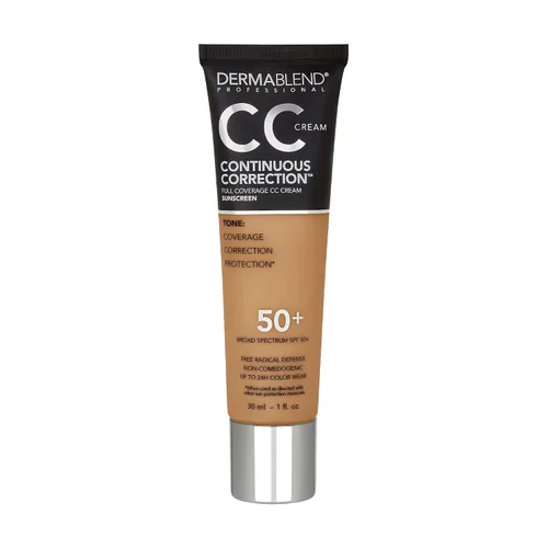 Dermablend Base de maquillaje CC Cream de corrección continua SPF 50+, base de cobertura completa y corrector de color, sin aceite 50N TAN 1