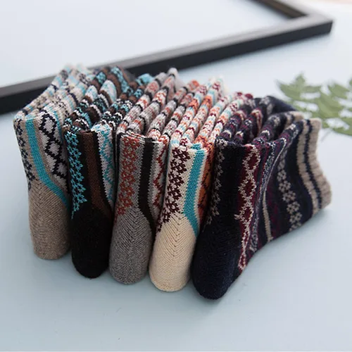 Miniatura 5 de 5 Pack Womens Wool Socks Winter Warm Socks Thick Knit Cabin Cozy Crew Soft Socks Gifts for Women