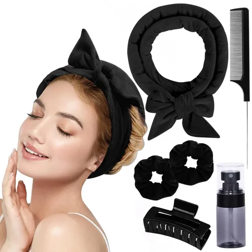 Rizadores de pelo de terciopelo sin calor para dormir con diadema sin calor para cabello largo durante la noche, sin rizos de calor para mujeres,