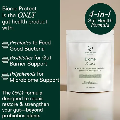 Miniatura 3 de Adapt Naturals - Paquete de salud intestinal e inmune - Biome Protect 4 en 1 prebióticos, probióticos, suplemento postbiótico y multivitamínico