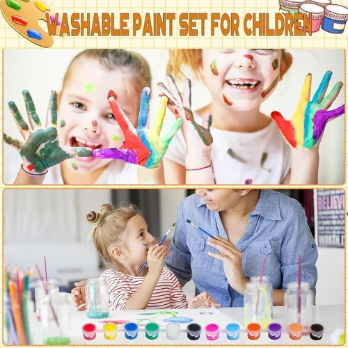 Miniatura 5 de Juego de 20 paquetes de mini pintura acrílica, 12 tiras de pintura acrílica de colores con 40 pinceles de pintura para niños y adultos, 280 piezas