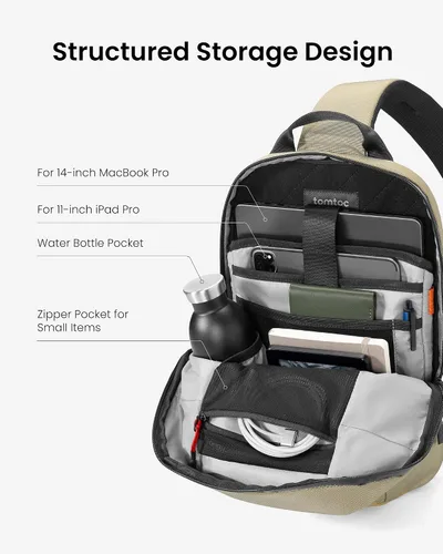 Miniatura 2 de tomtoc Mochila bandolera cruzada de 7L para hombres y mujeres, mochila EDC de pecho y hombro para MacBook Pro M5 de 14 pulgadas, MacBook Air/Pro