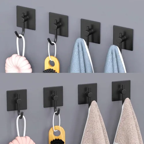 Miniatura 2 de PMMASTO Ganchos para toallas – Gancho de pared resistente para colgar – Ganchos de ducha (negro, forma de J, 6 unidades)