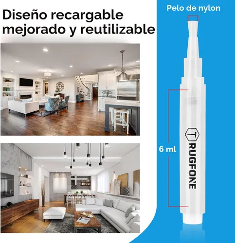 Miniatura 2 de Rotulador de Pintura de Retoque 4 Rotuladores de Pintura Rellenables para Reparación de Paredes, Muebles, Armarios, Pisos de Madera, Ventanas 6ML
