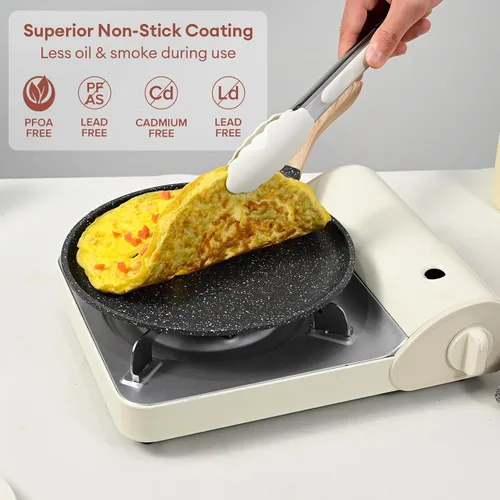 Miniatura 3 de JEETEE Sartén para Crepas Antiadherente, Sartén Parrilla Comales Para Tortillas de 9.5 Pulgadas para Estufa, Sartén Plana para Panqueques Dosa Tawa