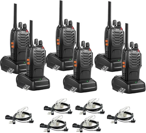 Miniatura 10 de TID Radios Radios Walkie Talkies de largo alcance para adultos, radio bidireccional recargable electrónica (paquete de 6) 16 canales de mano