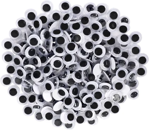 Miniatura 14 de 200 piezas de ojos ondulados, FEBSNOW ojos pegajosos autoadhesivos de plástico negro y blanco de tamaños variados adhesivos para manualidades