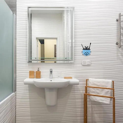 Miniatura 4 de Zerodeko Soporte para pasta de dientes montado en la pared, afeitadoras eléctricas para hombres y niños, pasta de dientes, contenedor de lápices