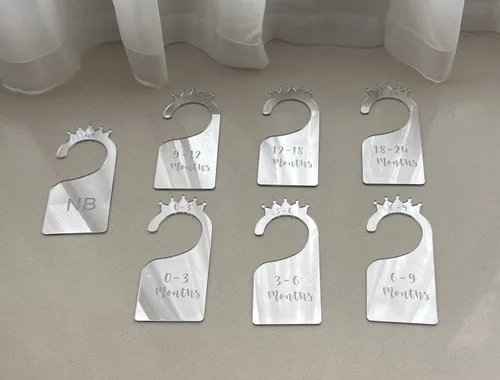 Miniatura 11 de Divisores de armario para bebé, juego de 7 organizadores de ropa de bebé con espejo acrílico para armario, hogar, guardería, desde recién nacidos