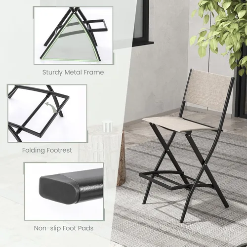 Miniatura 5 de Tangkula Juego de 4 taburetes de bar para exteriores, sillas de bar plegables de altura de mostrador con respaldo y reposapiés, sillas de comedor