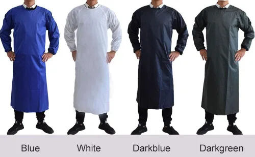 Miniatura 4 de Delantales impermeables con mangas largas, delantales resistentes a los químicos para hombres MD008Azul