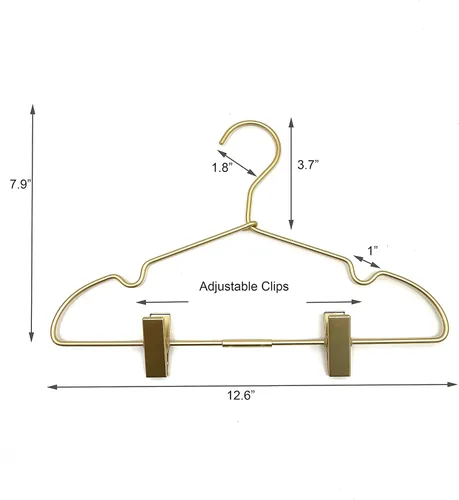 Miniatura 2 de Clips de ropa de bebé de metal dorado de 12.5 pulgadas para niños, colgador de ropa para niños, exhibición y almacenamiento, paquete de 10