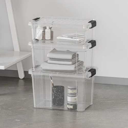 Miniatura 7 de Superio - Paquete de 3 contenedores de almacenamiento con tapas, cajas transparentes de 2.36 L para organizar, contenedores de plástico apilables
