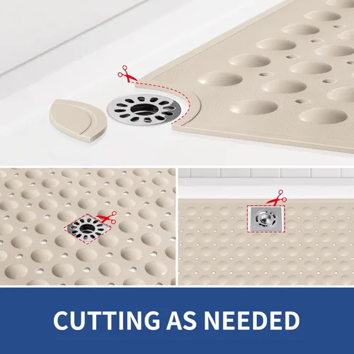 Miniatura 6 de OTHWAY Tapete antideslizante para bañera, 31 x 19 pulgadas, tapete de baño TPE para bañera con orificios de drenaje y ventosas, tapetes