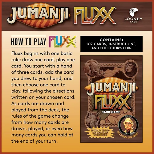 Miniatura 4 de Looney Labs Jumanji Fluxx Juego de Cartas - Experimenta el Caos de la Selva de Jumanji