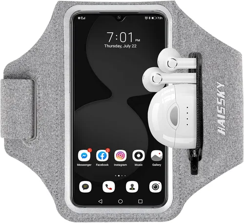 Miniatura 12 de Brazalete para correr con bolsa para auriculares, brazalete para teléfono celular para iPhone 17 16 15 Pro 14 Plus 13 11 XR, Galaxy S24/S10 Negro