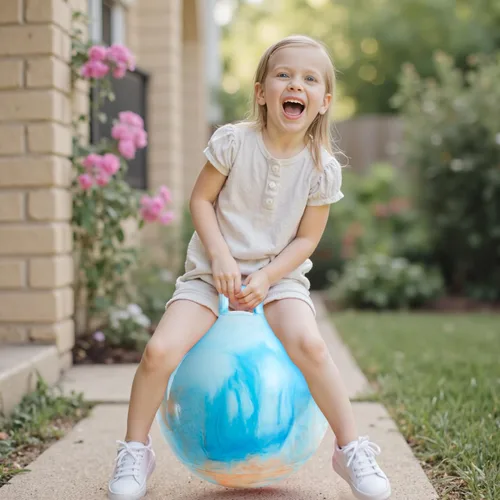 Miniatura 6 de Upper Rider Bola de tolva para niños de 3 a 6 años, bola inflable de 15 pulgadas con asa para niños pequeños, juguetes de salto de hippity hop