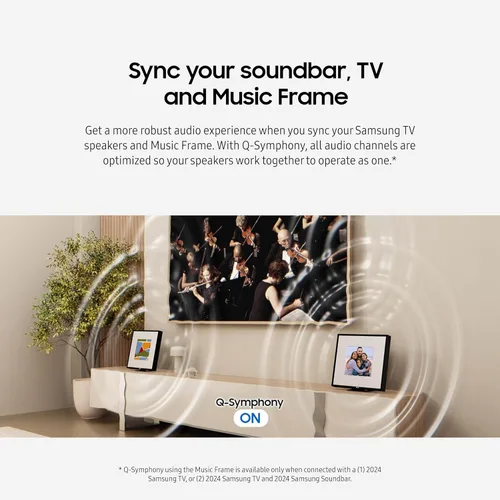 Miniatura 5 de Samsung LS60D Music Frame Altavoz inteligente con audio Dolby Atmos, Q-Symphony, diseño personalizable, sonido de amplio rango, transmisión