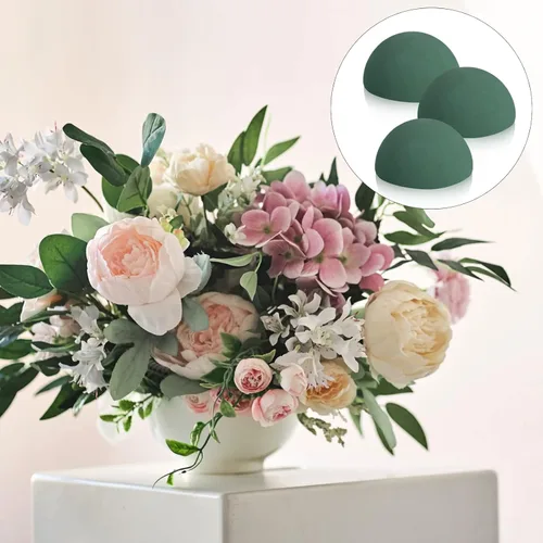 Miniatura 3 de Shihanee 12 bolas redondas de espuma floral en bloque de espuma floral húmedo y seco, bolas de espuma de flores verdes para flores artificiales