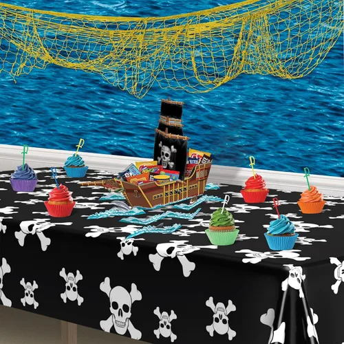 Miniatura 2 de Beistle Centro de mesa de barco pirata 3D, 18.5 x 25.5 pulgadas, decoración de mesa de cumpleaños de aventura isleña, cajas de recuerdos de búsqueda