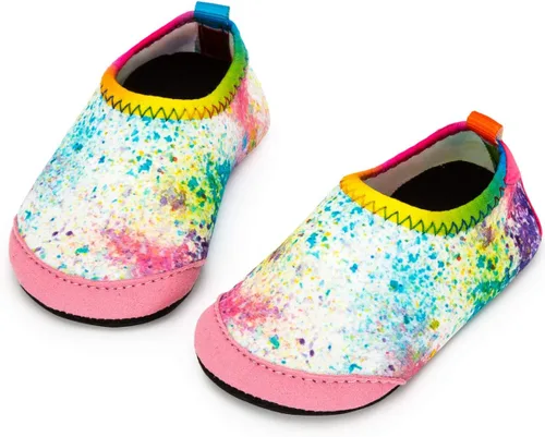 Zapatos de agua o natación estilo calcetín para niños, unisex, antideslizantes, para la playa o piscina, color aguamarina