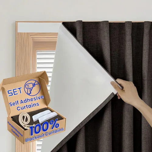Miniatura 9 de Cortina opaca adhesiva, tratamiento completo de ventana de oscuridad para oficina en casa