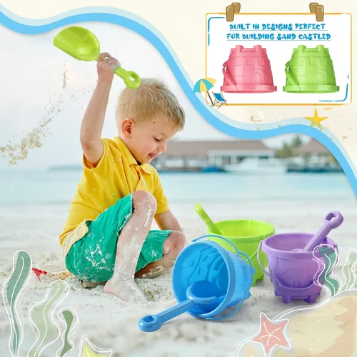 Miniatura 4 de Sosation 60 cubos de arena a granel para niños, cubos de arena de Pascua y palas para niños, cubos de playa de plástico de 5.5 pulgadas, juguetes