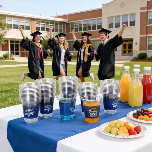 Miniatura 5 de Decoraciones de graduación 2026-72 vasos de plástico de graduación azules de 14 onzas para fiestas de graduación, desechables, suministros