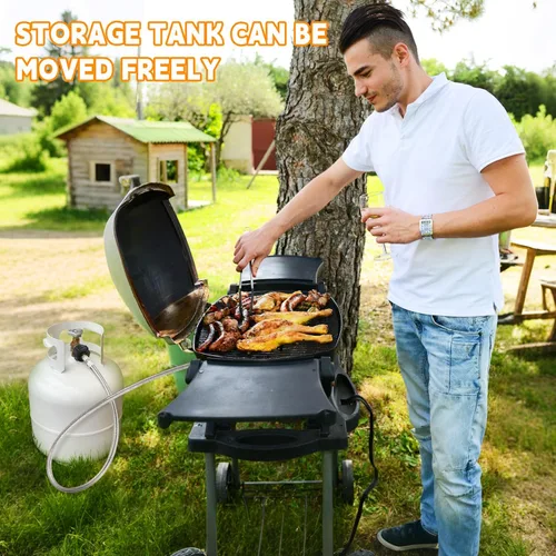 Miniatura 7 de GasSaf Manguera de propano de 5 pies, adaptador de propano conectado de 1 libra a 20 libras, manguera trenzada de acero inoxidable para calentadores