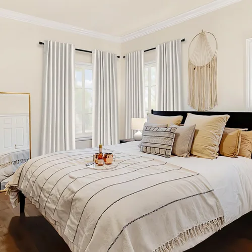 Miniatura 4 de MIULEE Cortinas 100% opacas de 84 pulgadas de largo de lino, cortinas y drapeados, juego de 2 paneles para dormitorio, pestaña trasera, sala
