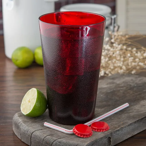 Miniatura 5 de Vaso de plástico CFS Stackable™, 32 onzas, rubí (paquete de 24)