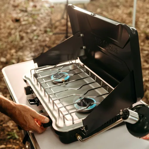Miniatura 6 de GasOne - Estufa portátil de campamento – Estufa de propano doble con encendido automático de giro – 22,000 BTU con 2 quemadores y protector contra