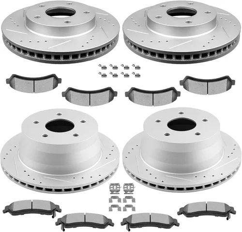 Miniatura 26 de Kit de frenos y rotores, SCITOO 4 rotores de freno y 8 pastillas de freno de cerámica para Jeep Grand para Cherokee 1999-2004