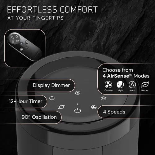 Miniatura 6 de Lasko Ventilador de torre ajustable de elevación de 42 a 54 pulgadas, ventilador de pedestal, flujo de aire de 31 pies/s, silencioso 28 dB