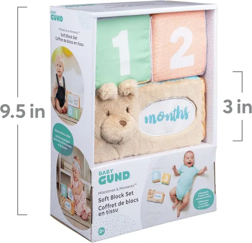 Miniatura 4 de Baby GUND Milestones and Moments Bloques suaves, accesorios de fotos de felpa para bebés y recién nacidos, multicolor