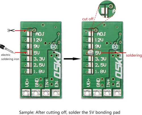 Miniatura 3 de DROK Regulador de 5 V, 5 unids Mini Reductor de Voltaje DC 4.5-24V 12V 24V Paso abajo a 5V Buck Convertidor Junta 3A Voltios Transformador Reductor
