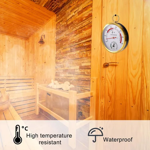 Miniatura 5 de Termómetro de sauna, termómetro 2 en 1 Fahrenheit e higrómetro, medidor de temperatura colgante, monitor de humedad de temperatura con cordón