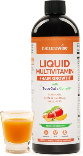 Miniatura 12 de NatureWise Multivitamínico líquido para el crecimiento del cabello para mujeres y hombres + Tocogaia para el crecimiento del cabello