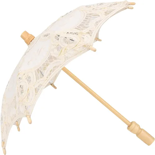 Miniatura 6 de TOPINCN Bridal Umbrella Wedding Umbrella Lace for Lace Umbrella Prop Banquet Umbrella Racks (beige trumpet)